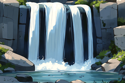 Waterfall in Rocky Landscape