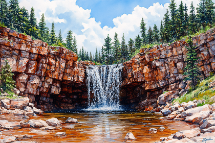 Waterfall In Rocky Mountains
