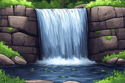 Waterfall In Stone Setting
