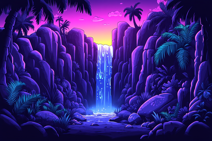 Waterfall Oasis at Dusk