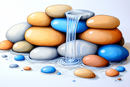 Waterfall Over Colorful Stones