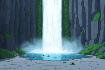 Waterfall With Frogs