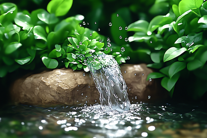 Waterfall with Lush Greenery