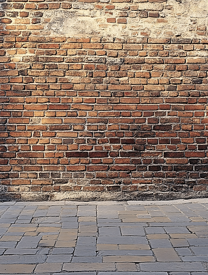 Weathered Brick Wall and Stone Pavement
