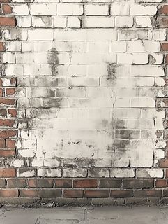 Weathered Brick Wall with Whitewashed Patch
