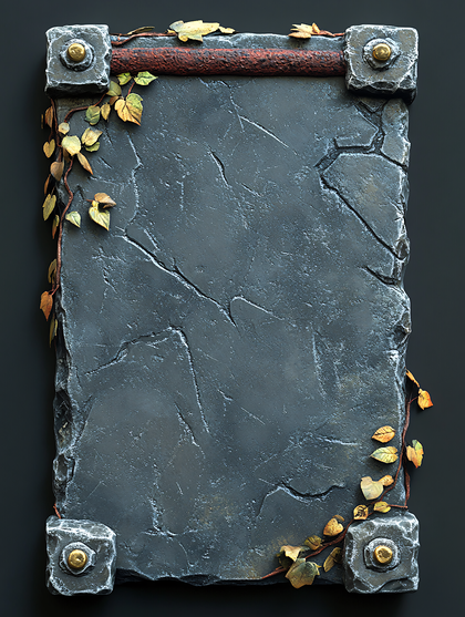 Weathered Stone Plaque With Vines