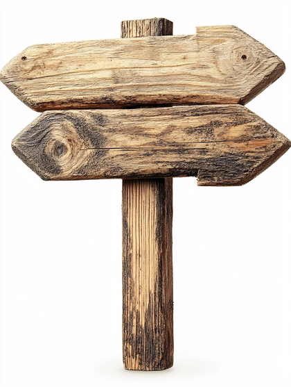 Weathered Wooden Directional Sign