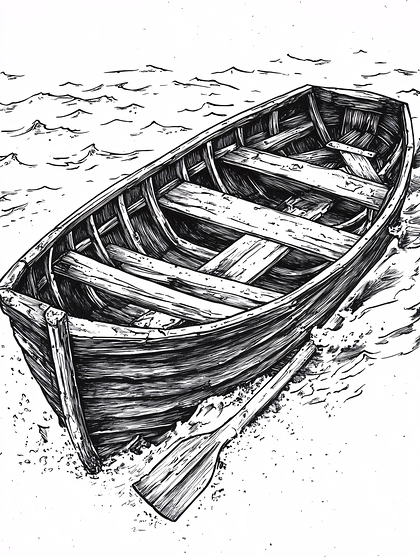 Weathered Wooden Rowboat