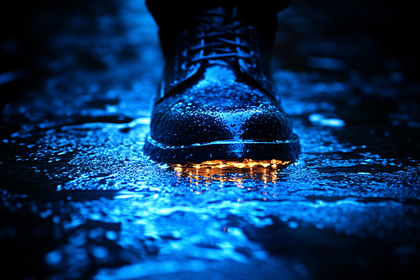 Wet Boot Reflecting Light