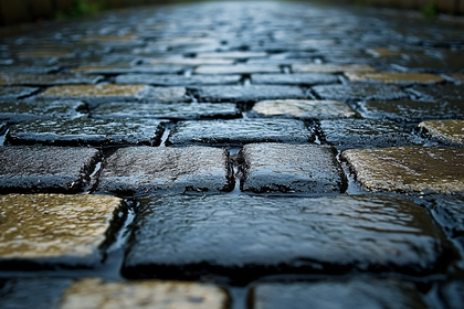 Wet Cobblestone Path