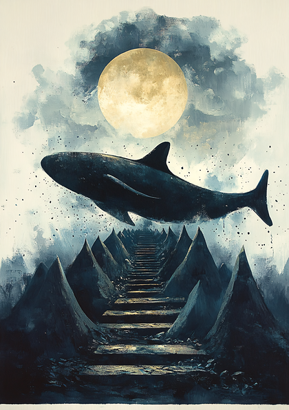 Whale Above Mountain Stairway