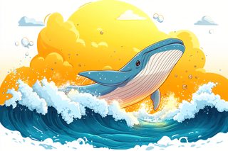 Whale Leaping from Ocean Waves at Sunset