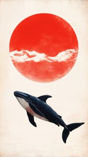 Whale Under Red Sun