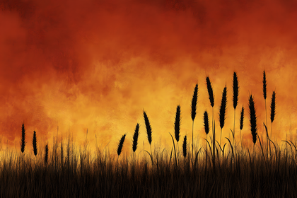 Wheat Field Silhouette Sunset