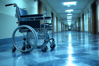 Wheelchair In Hospital Hallway