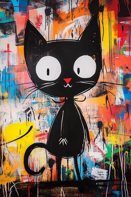 Whimsical Black Cat Art