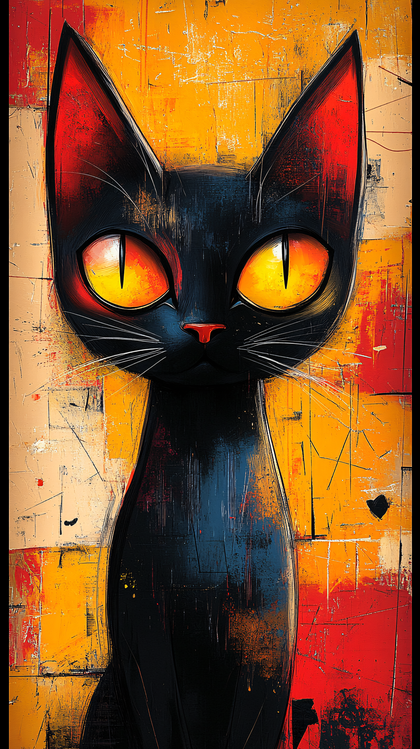 Whimsical Black Cat Portrait