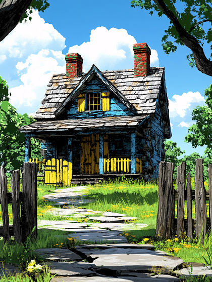 Whimsical Blue Cottage