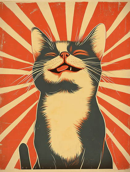 Whimsical Cat with Tongue Out