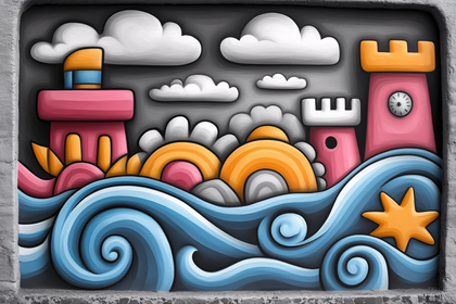 Whimsical Coastal Castle Scene