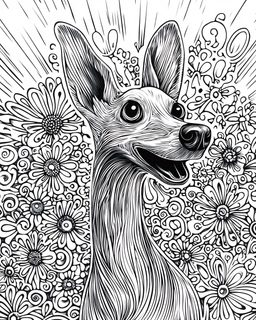 Whimsical Dog Portrait with Floral Background
