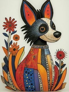Whimsical Dog With Flowers