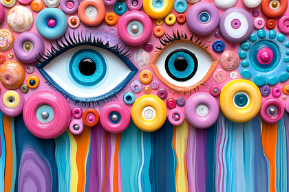 Whimsical Eyes And Colorful Rings