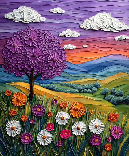 Whimsical Floral Landscape