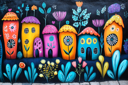 Whimsical Houses With Flowers And Plants