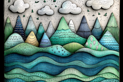 Whimsical Mountain Landscape