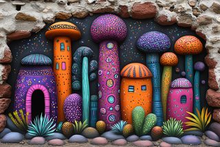 Whimsical Mushroom Village