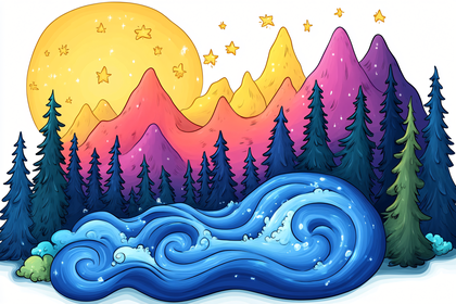 Whimsical Night Landscape