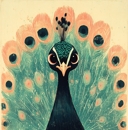 Whimsical Peacock Portrait