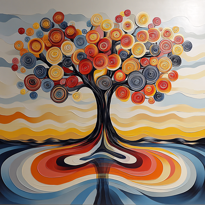 Whimsical Tree of Life Painting