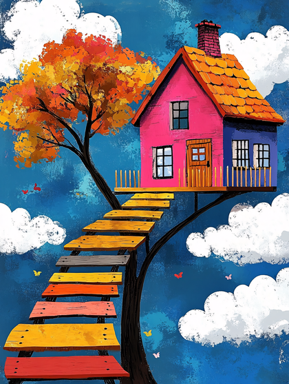 Whimsical Treehouse In The Sky