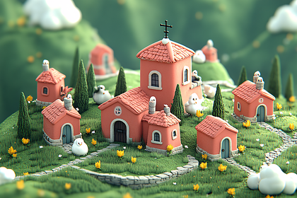 Whimsical Village Scene