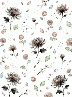 kawaii chrysanthemum floral pattern