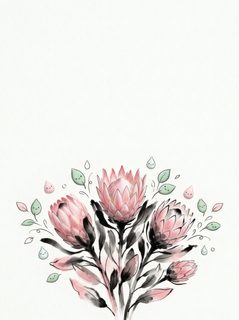 watercolor protea bouquet