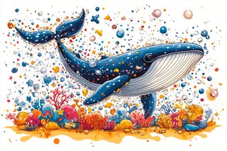 Whimsical Whale in Underwater Wonderland