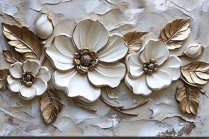 White and Gold Floral Art