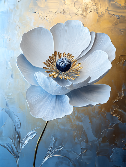 White Blossom with Gold Accents