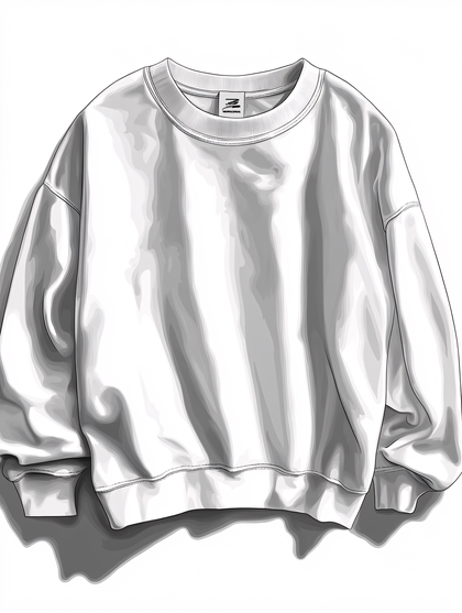White Crewneck Sweatshirt Vector Illustration