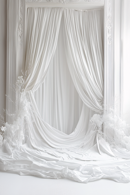 White Draped Curtains Backdrop