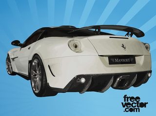White Ferrari Rear Free Vector