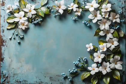 Free Download Elegant White Floral Arrangement on Textured Blue Background