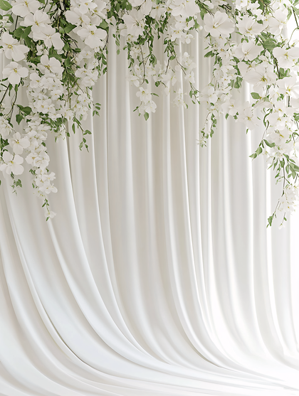 White Floral Garland Curtains