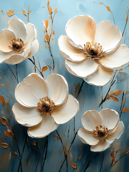 White Floral Impasto