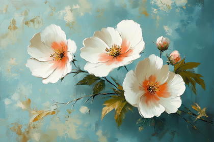 White Floral Oil Painting