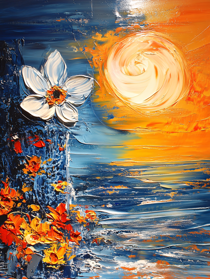 White Flower and Sun Painting