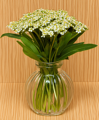 White Flower Bouquet In Glass Vase